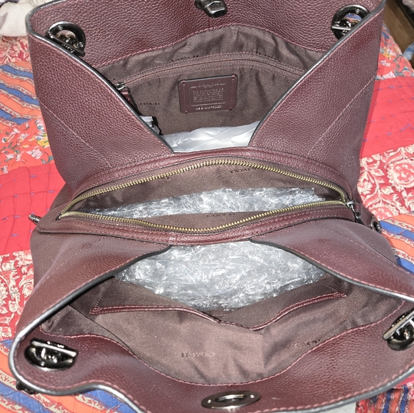 Coach Turnlock Edie Deep Purple Shoulder Bag Handbag Purse - Picture 7 of 9